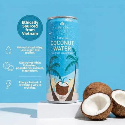 Harney & Sons Coconut Water, 12-Pack, 10.8 fl oz Cans, No Sugar Added