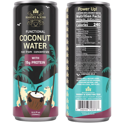 Harney & Sons Coconut Water with 15g Protein, 10.8 fl oz (Pack of 12)