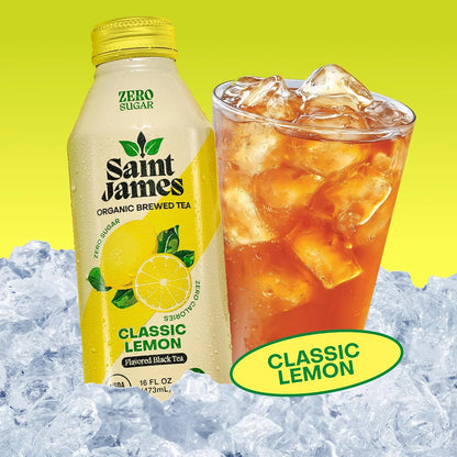 Saint James Iced Tea Organic Black Tea, Classic Lemon, 12 Pack