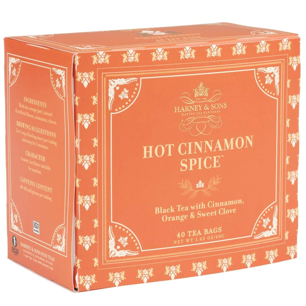 Harney & Sons Hot Cinnamon Spice Black Tea Bags, 40 Count