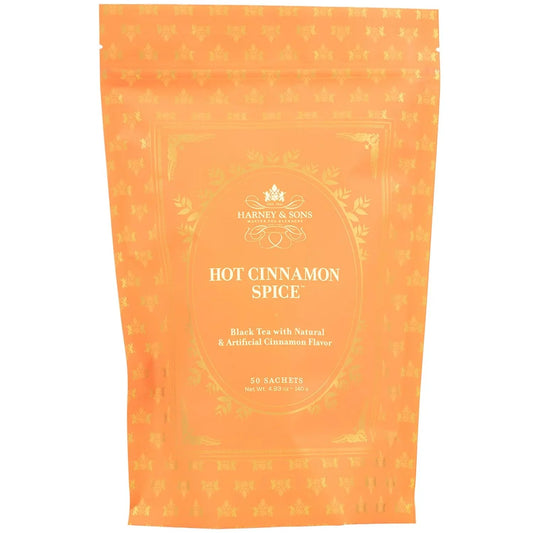 Harney & Sons Hot Cinnamon Spice Black Tea Sachets, 50 Count