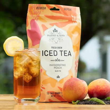 Harney & Sons Fresh Brew Organic Peach Black Iced Tea, 15 Tea Bags