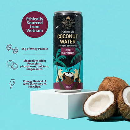 Harney & Sons Coconut Water with 15g Protein, 10.8 fl oz (Pack of 12)