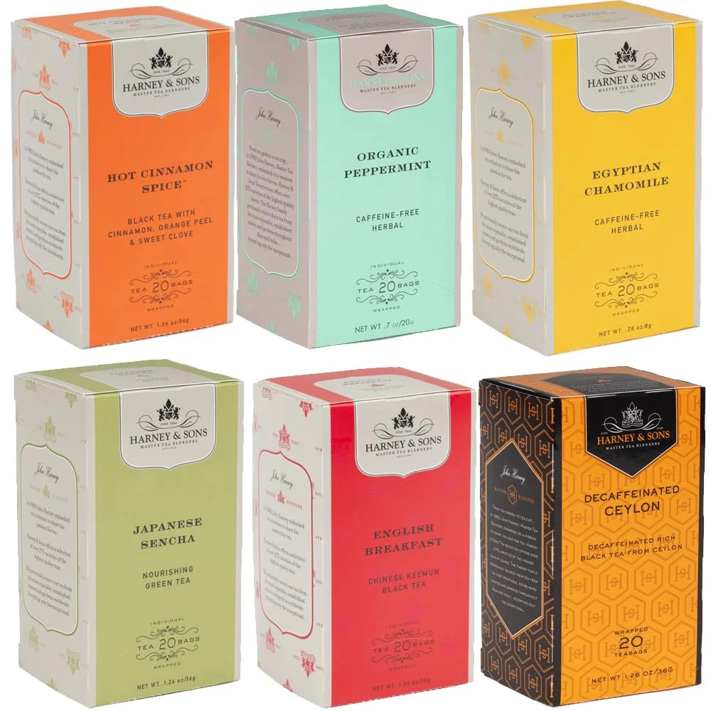 Harney & Sons Tea Bags Variety Pack, 6 Flavors, 120 Count