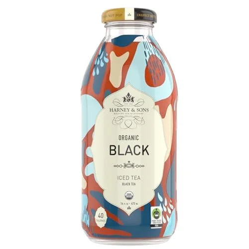 Harney & Sons Organic Black Iced Tea, 12 Glass Bottles, 16 fl oz