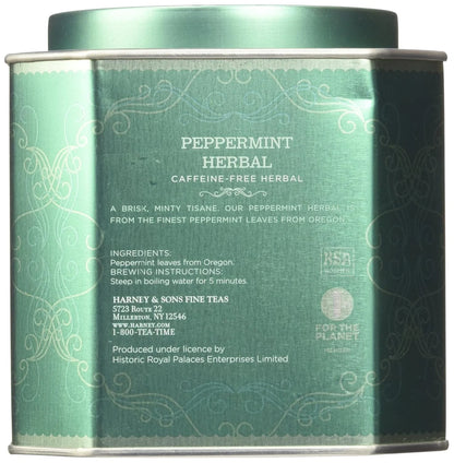 Harney & Sons Peppermint Herbal Tea in Sachets, Caffeine-Free Herbal, 30 Sachets (Pack of 2)