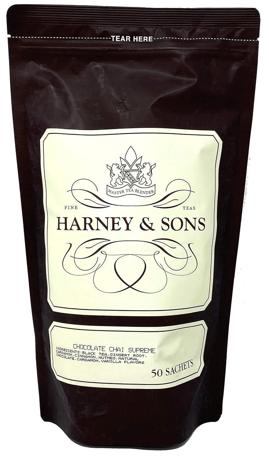 Harney & Sons Chocolate Chai Supreme Tea, 50 Sachets, Black Tea Blend