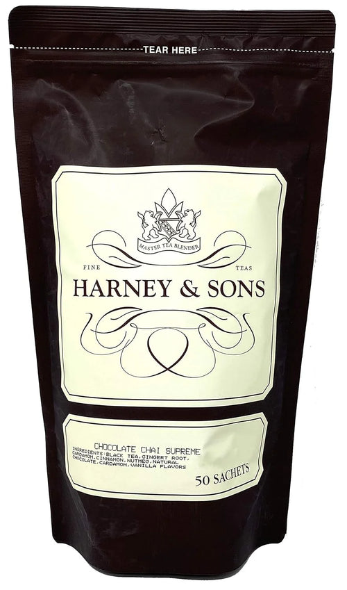 Harney & Sons Chocolate Chai Supreme Tea, 50 Sachets, Black Tea Blend