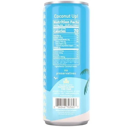 Harney & Sons Coconut Water, 12-Pack, 10.8 fl oz Cans, No Sugar Added