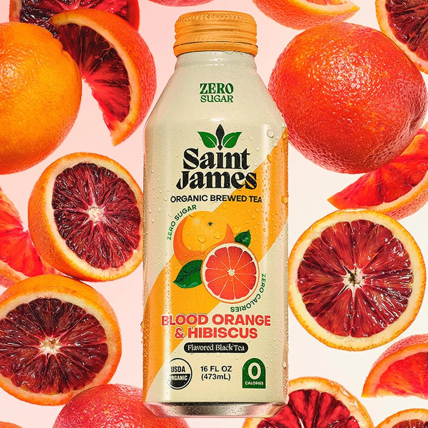 Saint James Iced Tea, Organic Black Tea, Blood Orange, 12 Pack