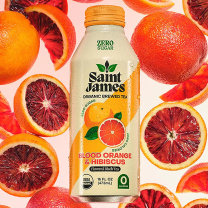 Saint James Iced Tea, Organic Black Tea, Blood Orange, 12 Pack