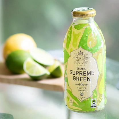 Harney & Sons Organic Supreme Green Iced Tea, 12 glass bottles, 16oz