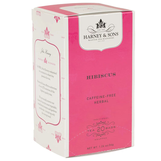 Harney & Sons Organic Hibiscus Herbal Tea Bags, 20 Count, Caffeine Free