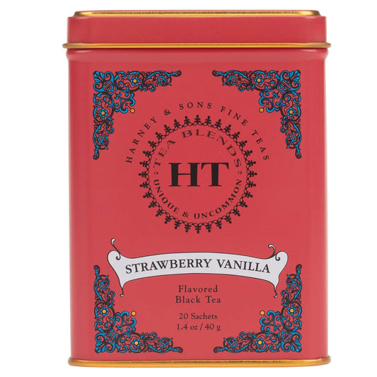 Harney & Sons HT Strawberry Vanilla Black Tea, 20 Sachets in Tin
