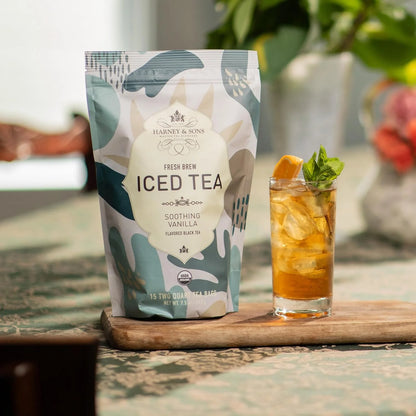 Harney & Sons Fresh Brew Organic Vanilla Black Iced Tea, 15 Tea Bags