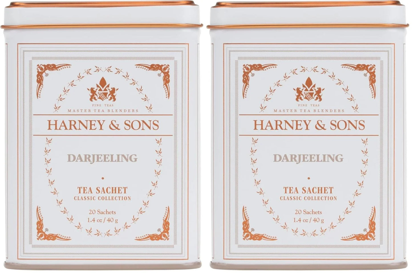 Harney & Sons Darjeeling Black Tea, 20 Sachets of Black Tea | Classic Collection, 20 sachet tin (Pack of 2)
