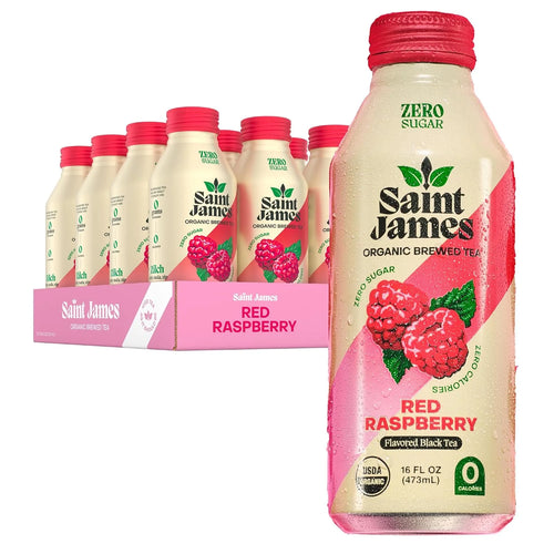 Saint James Iced Tea Organic Black Tea, Red Raspberry, 12 Pack