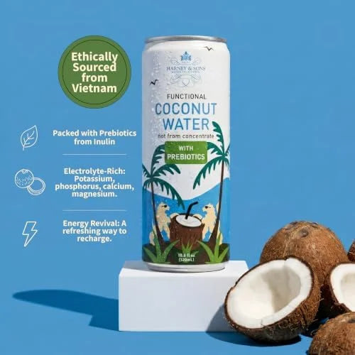 Harney & Sons Coconut Water with Prebiotic Fiber, 10.8 fl oz (Pack of 12)