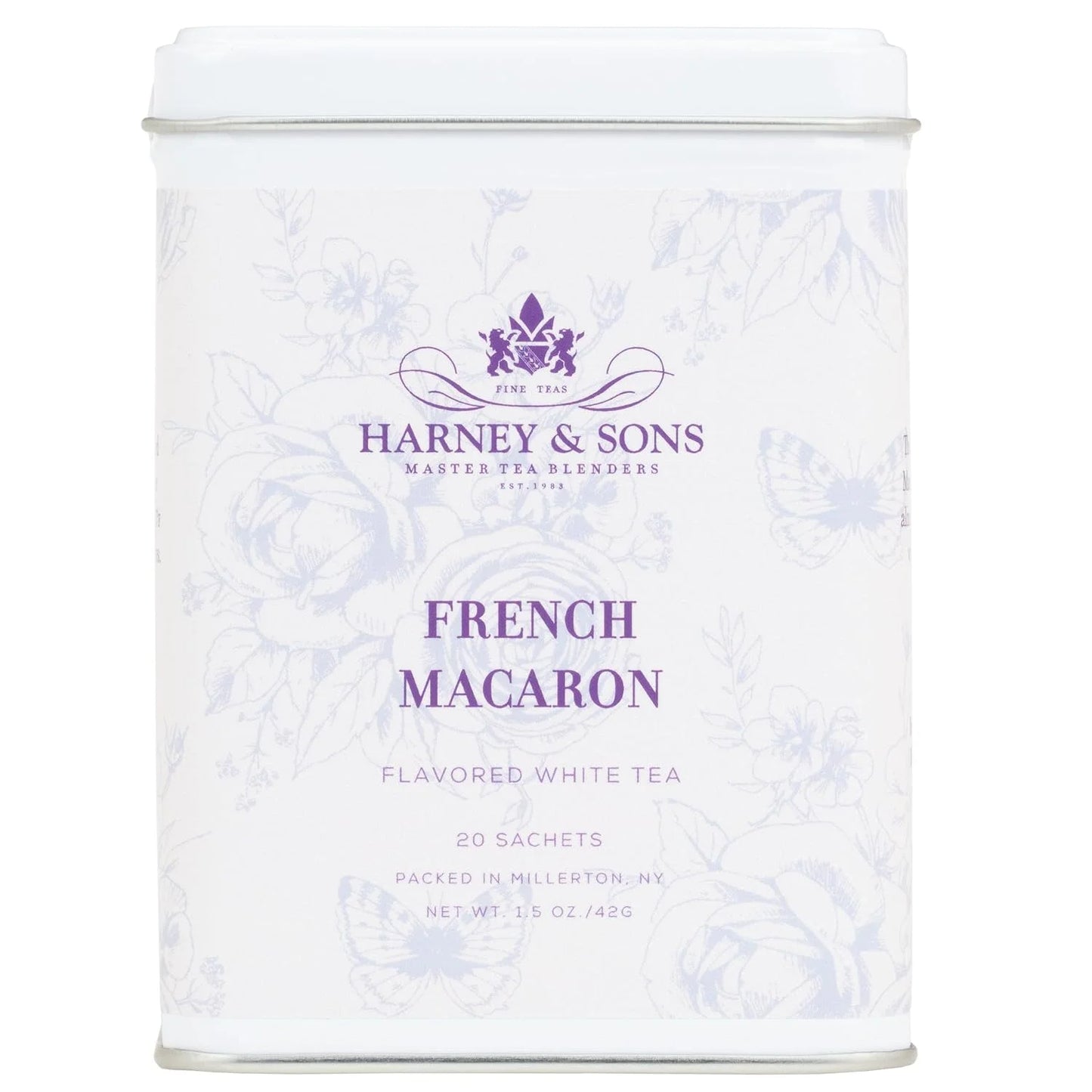 Harney & Sons French Macaron, White Tea, 20 sachet tin
