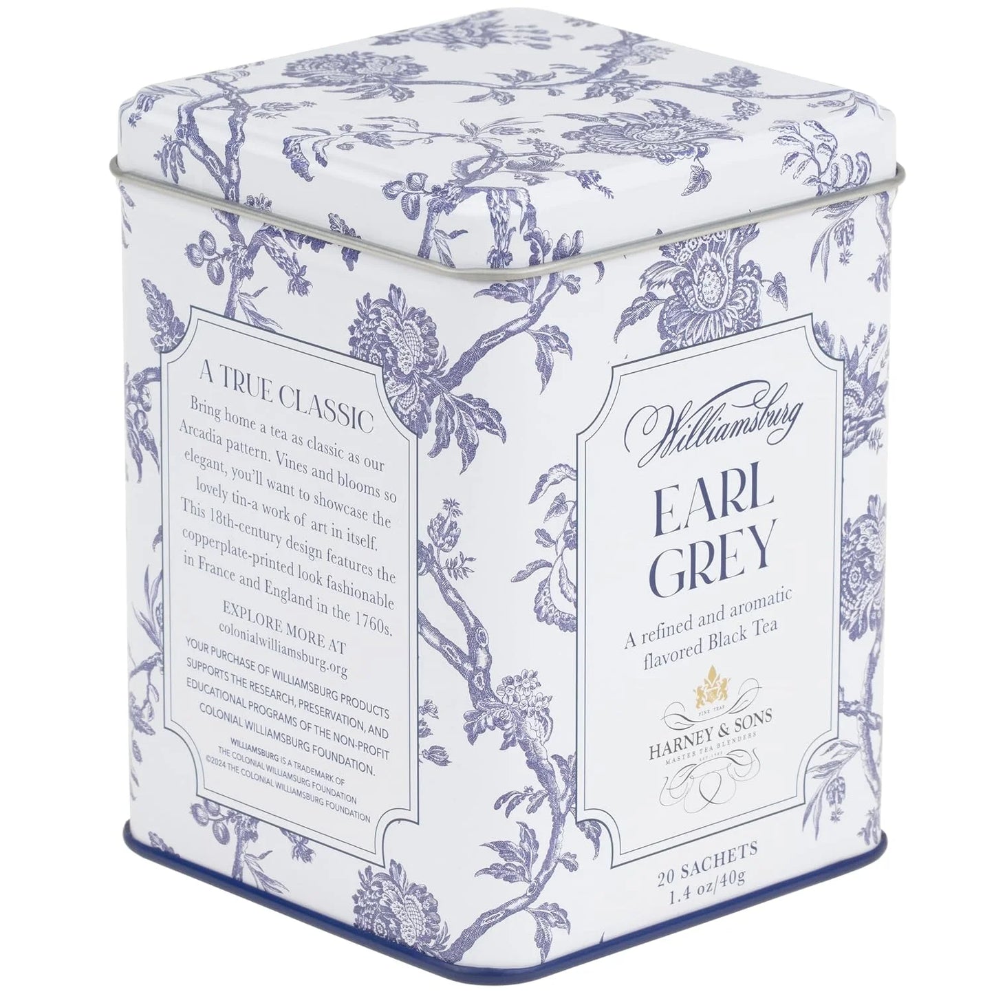 Harney & Sons Williamsburg Earl Grey Tea, 20 Sachets in Tin