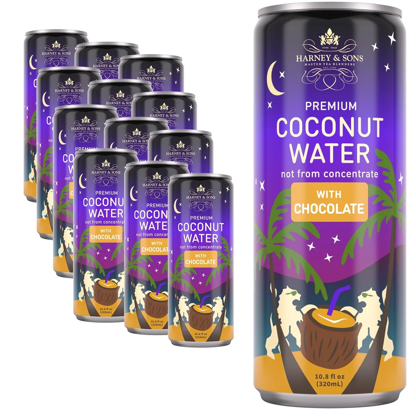 Harney & Sons Chocolate Coconut Water, 10.8 fl oz (Pack of 12)