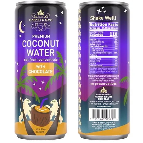 Harney & Sons Chocolate Coconut Water, 10.8 fl oz (Pack of 12)