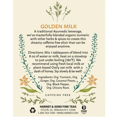 Harney & Sons Golden Milk Powder Tin, Turmeric Spice Blend, 8 oz