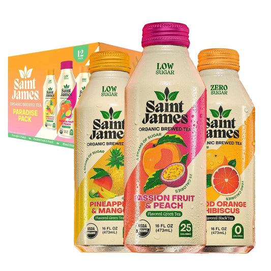 Saint James Iced Tea Paradise Variety Pack, 12 Pack (16 fl oz each)
