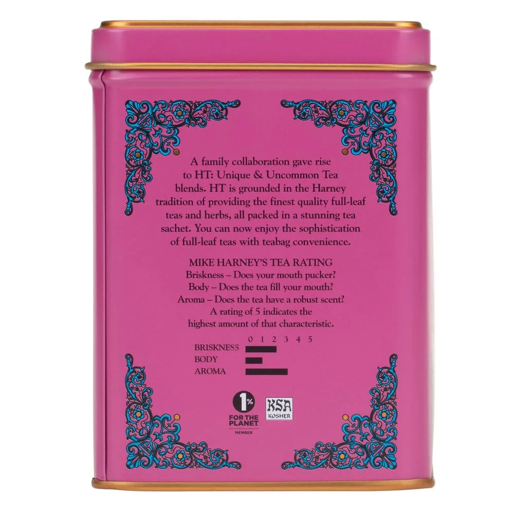 Harney & Sons HT Raspberry Herbal Tea, Caffeine Free, 20 Sachets Tin (Pack of 2)