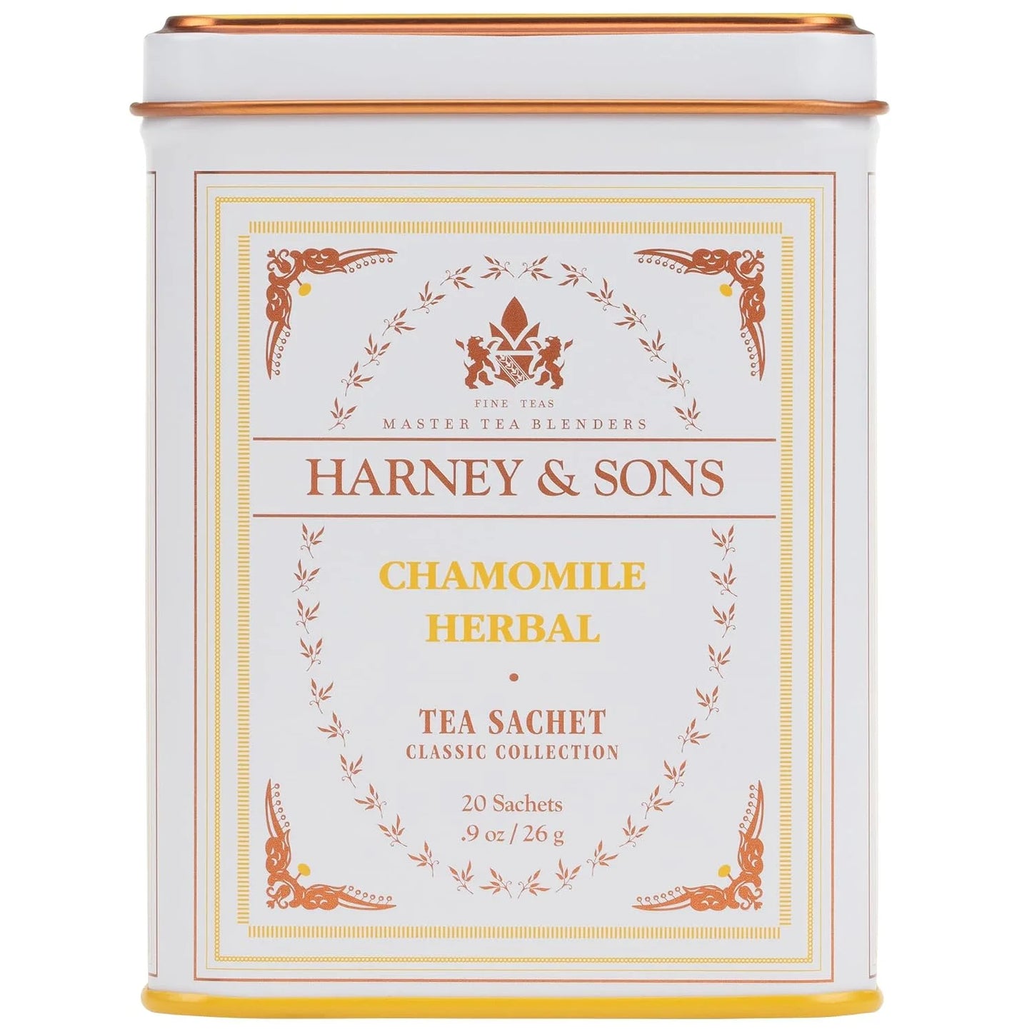 Harney & Sons Chamomile Herbal Tea, 20 Sachets, Caffeine Free Tin