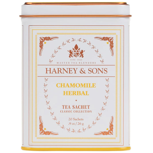 Harney & Sons Chamomile Herbal Tea, 20 Sachets, Caffeine Free Tin