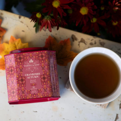 Harney & Sons Cranberry Autumn Black Tea, 30 Sachets in Tin