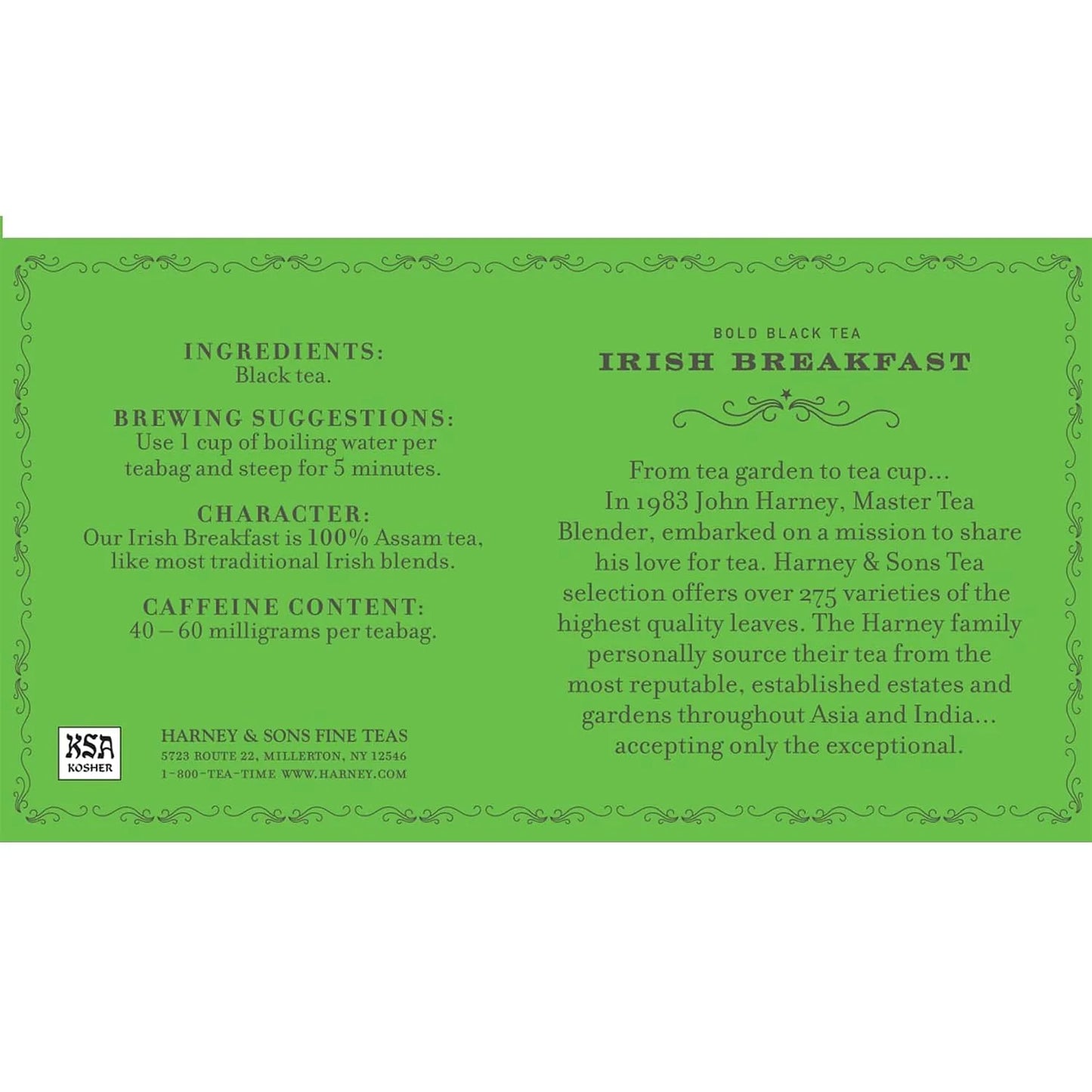 Harney & Sons Irish Breakfast Black Tea Bags, 50 Count