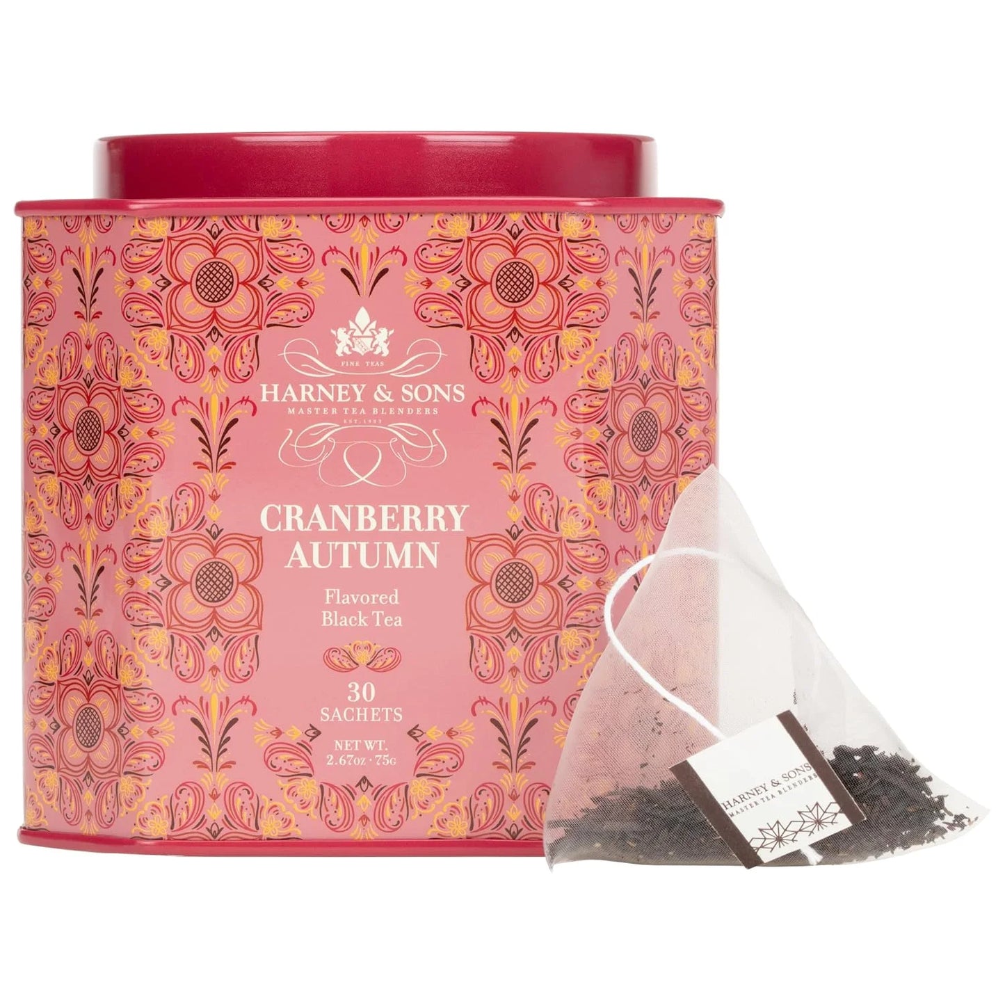 Harney & Sons Cranberry Autumn Black Tea, 30 Sachets in Tin