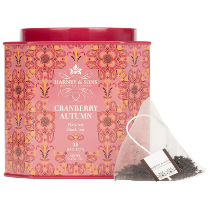 Harney & Sons Cranberry Autumn Black Tea, 30 Sachets in Tin